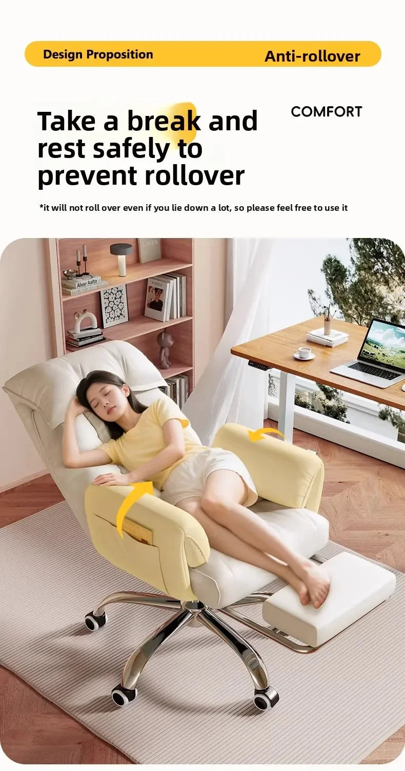 Ergonomic Computer Desk Chair Comfort Long Hours Office Recliner Dorm Gaming Backrest Chair with Lounge Sleeping Feature - Kimlud