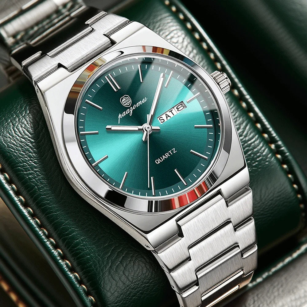 PAAZOMU Elegant Watch For Women Waterproof Luminous Date Week Ladies Watches Quartz Stainless Steel Woman's Fashion Wristwatch