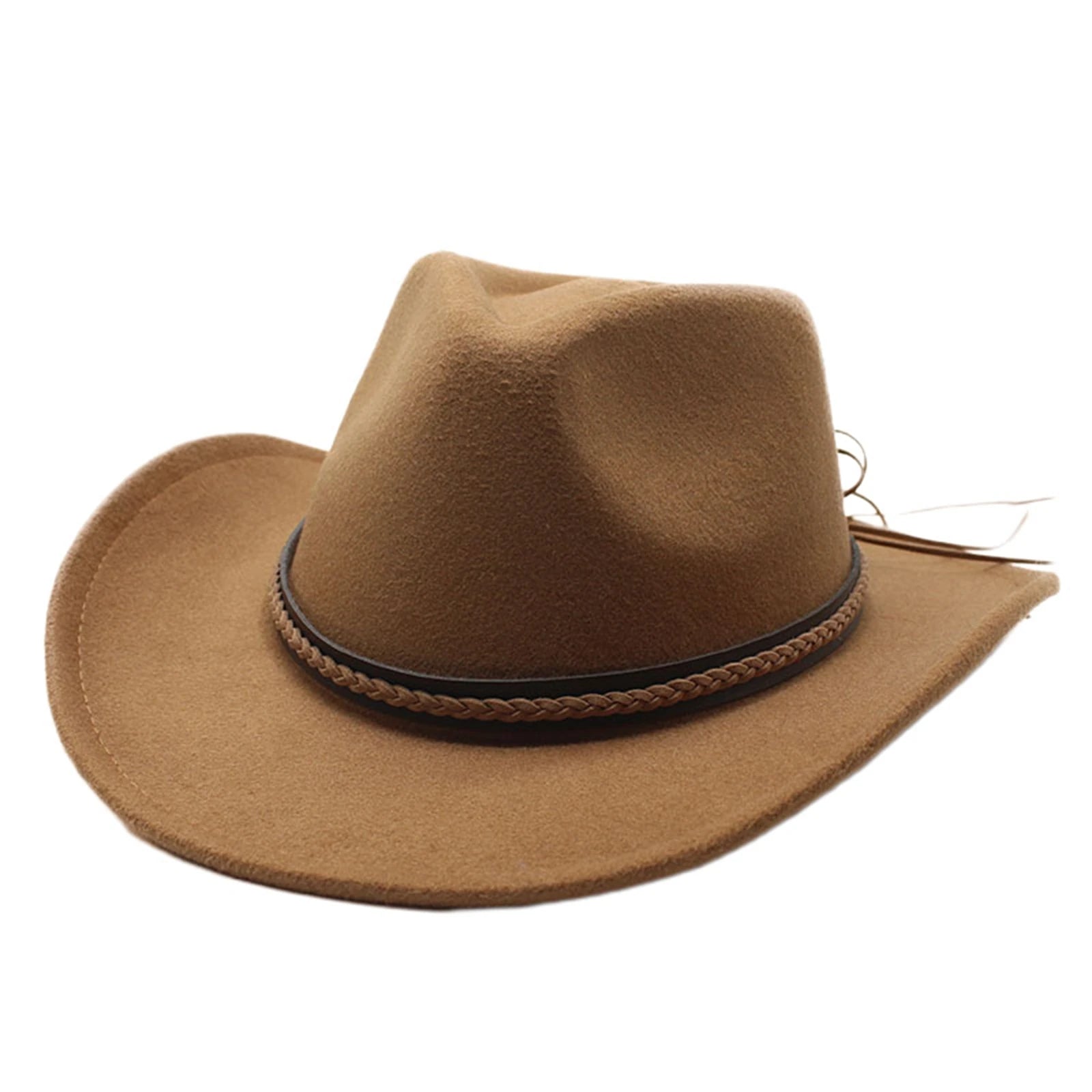 Classic Cowboy Hats for Women Men Retro Cowgirl Hats Wide Brim Felt Hats with Decorative Band | Kimlud Mid Range Rug
