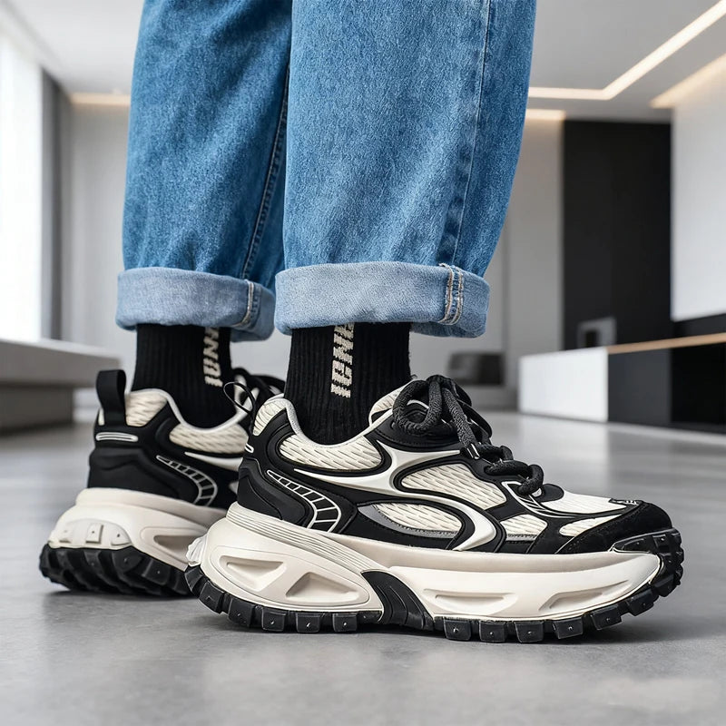 Men's Chunky Sneakers Four Season New Soft Sole Outdoor Running Shoes Fashion Student Casual Breathable Lightweight Sports Shoes