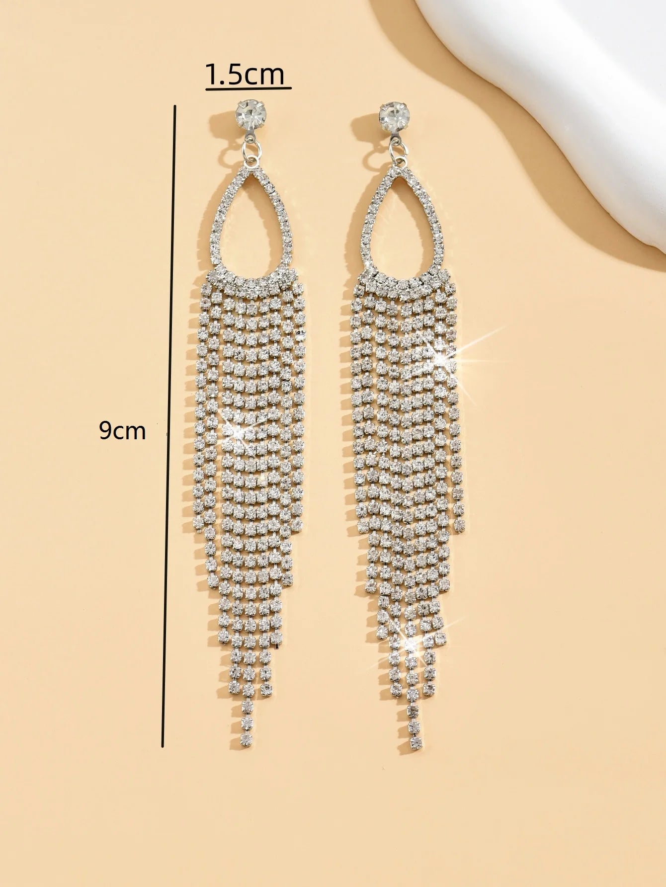 2pcs of women's jewelry rhinestone tassel earrings luxurious fashion accessories for wedding parties