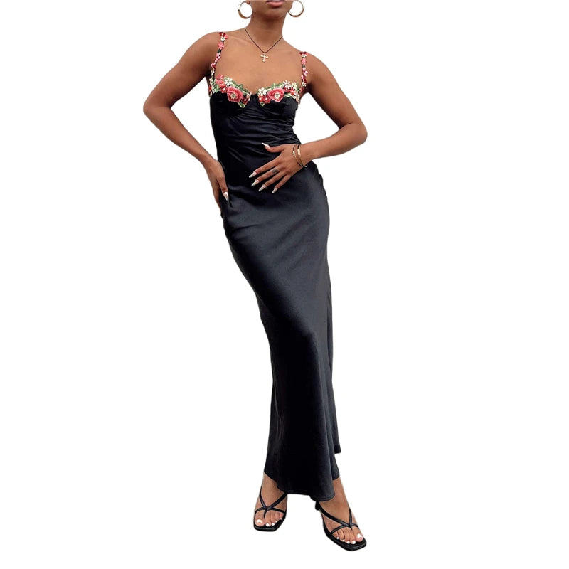 Lamuusaa Sexy Corset Dresses for Women y2k Low Cut Satin Spaghetti Strap Sleeveless Bodycon Dresses Going Out Party Dresses - Kimlud