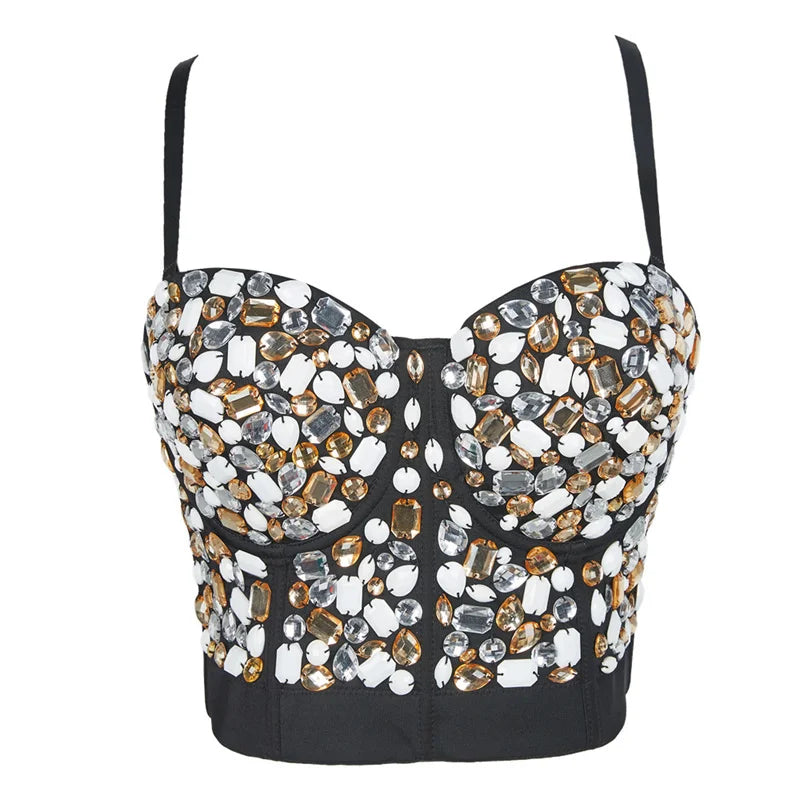 Quality Pearl Tank Tops Rhinestone Women Crop Top Club Clothes Streetwear Y2K Corset Woman Shaper Camis Fashion Feamale Clothing