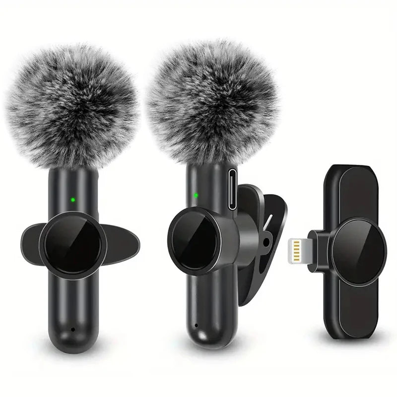 Wireless Lavalier Microphone With Windproof Cover Audio Video Recording Mini Mic For iPhone Android Mobile Phone Microphone - Kimlud