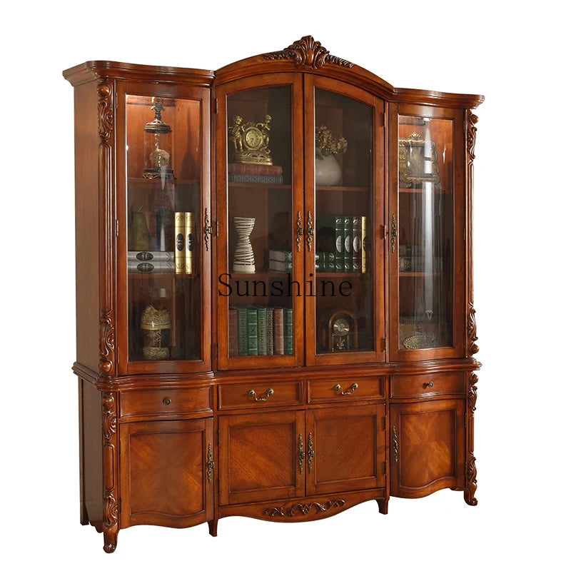 American solid wood four-door large bookcase large capacity shelf | Kimlud Mid Range Shelf