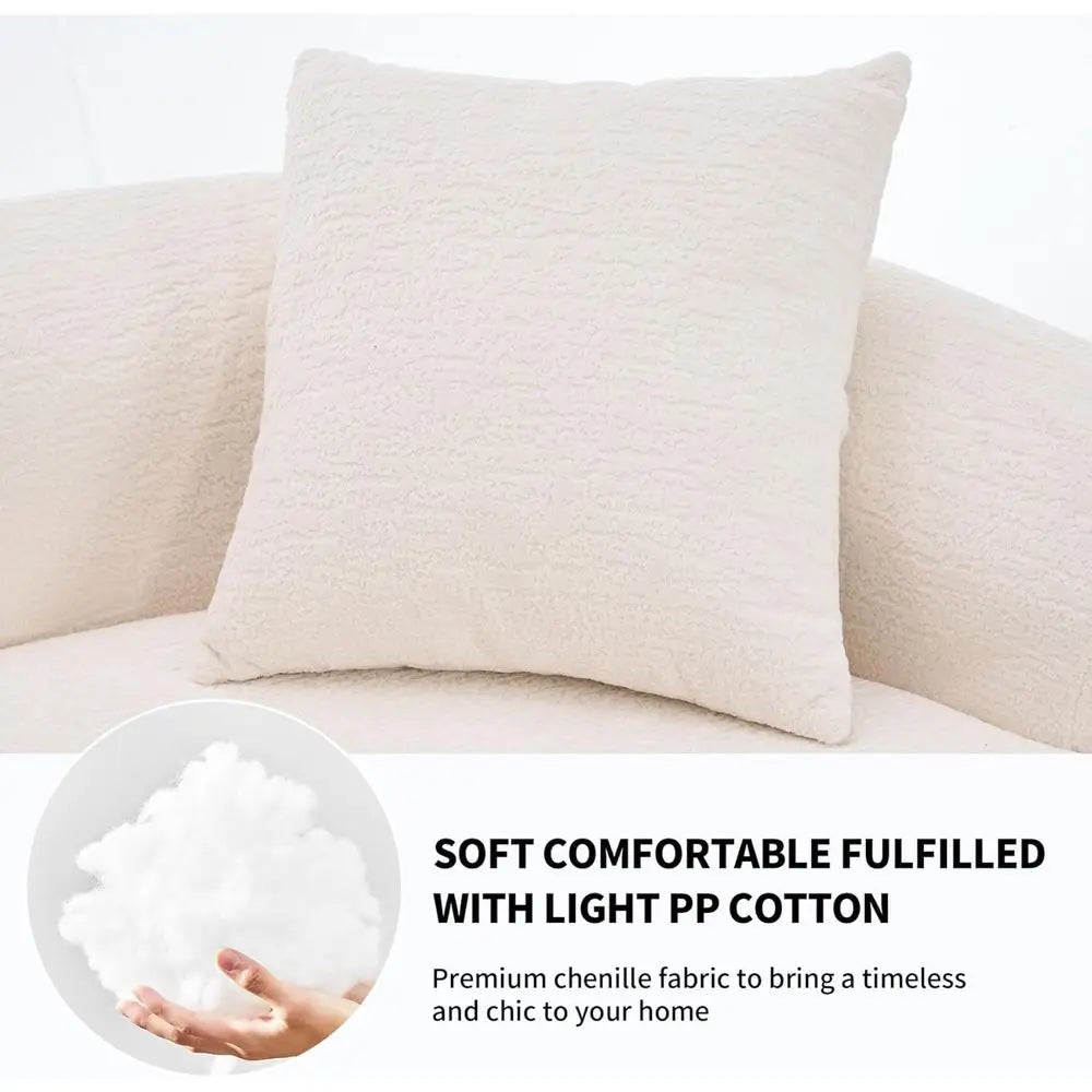 Luxury 4-Seater Curved Chenille Sectional Sofa with Plush Pillows for Living Room Comfort - Kimlud