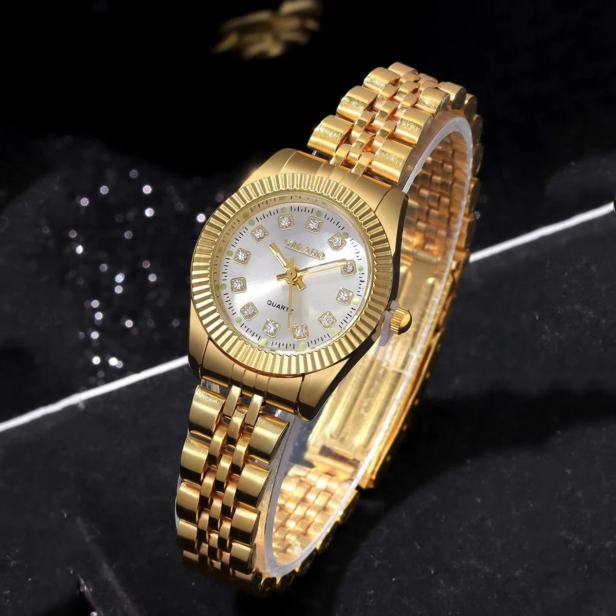 Luxury Rhinestone Women Watches Stainless Steel Band Quartz Wristwatch Clock Gift Reloj Mujer(Without Box)