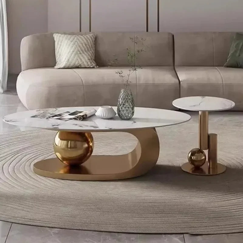 Modern Slate Desktop Metal Coffee Tables Minimalist Designer Home Living Room Furniture Italian Oval Table Luxury Tea...