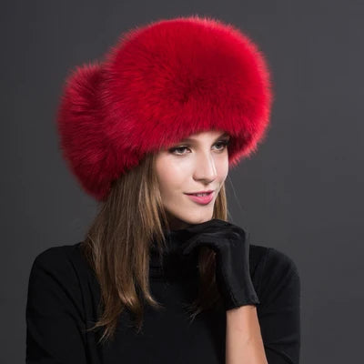 Women Natural Raccoon Fur Caps Ushanka Hats for Winter Thick Warm Ears Fashion Bomber Pom Pom Hat Lady Real Fox Fur Cap Pompon