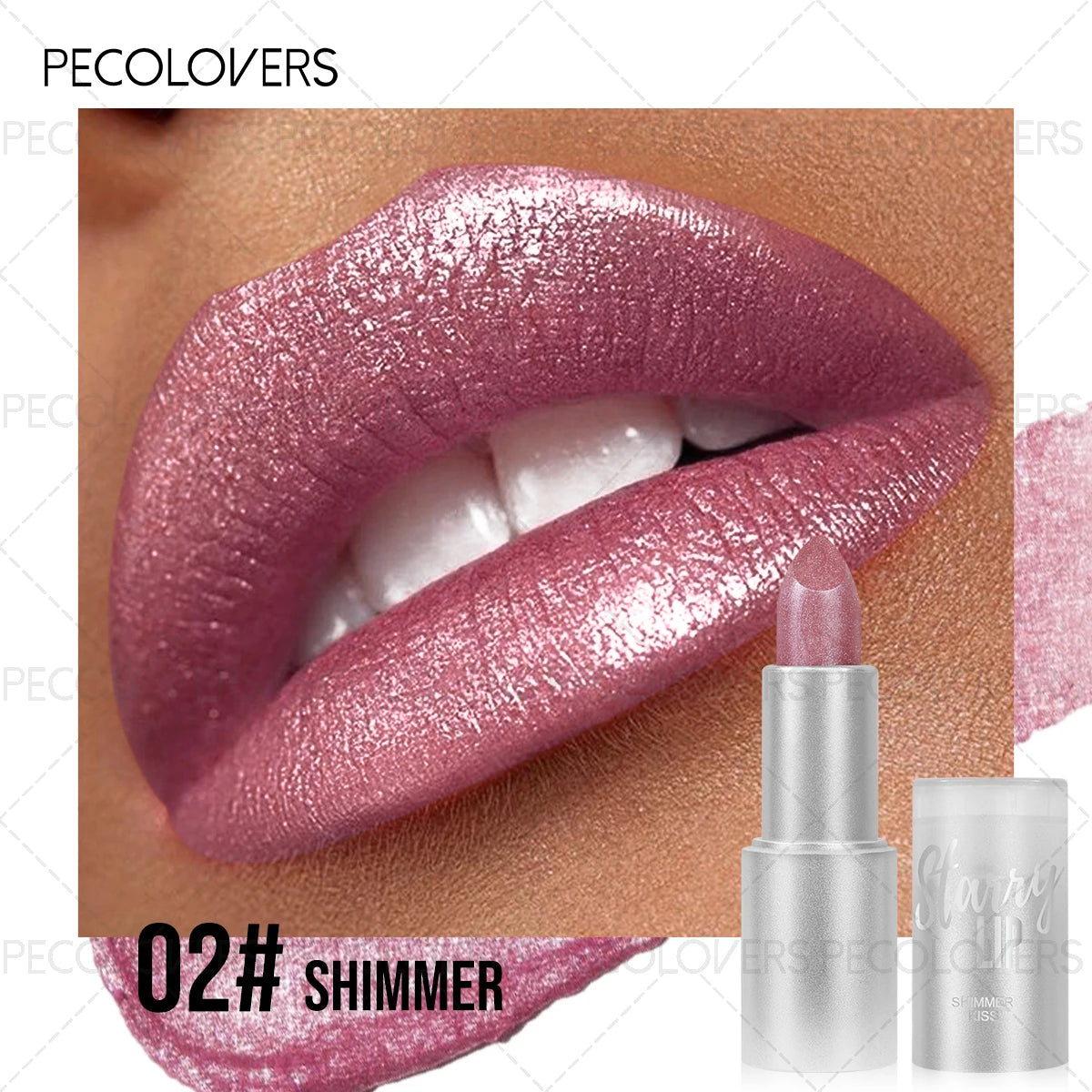 1pc Sparkling Pearlescent Lipstick, Long-Lasting, Shimmering Glitter Finish, Ideal for Music Festivals & All Skin Types...