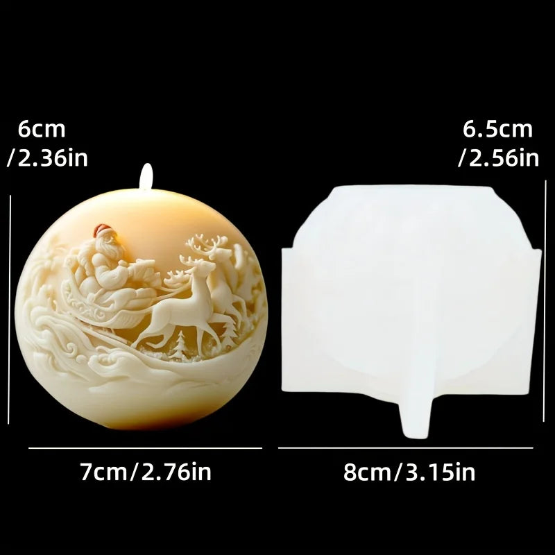 Santa Claus Sleigh Spherical Candle Silicone Mold Santa Claus Elk Scented Candle Mould Santa Claus Sleigh Resin Plaster Molds