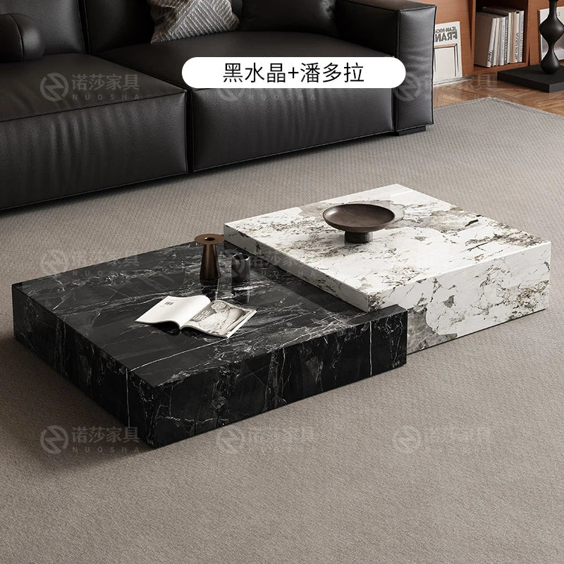 Rock Slab Light Luxury Coffee Table Decoration Aesthetic Unique Italian Side Table Modern Living Room Mesas Bajas Home Furniture - Kimlud