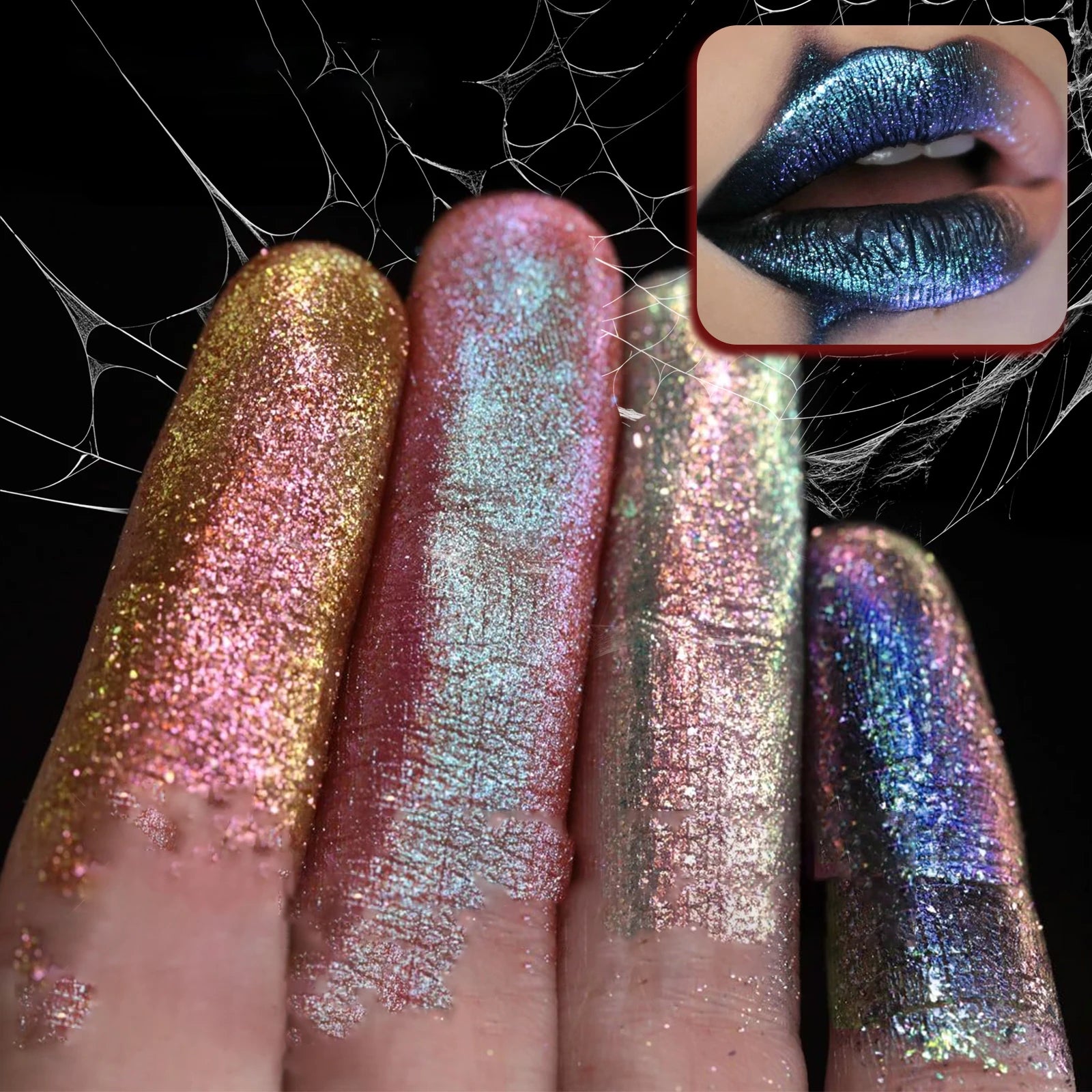 Diamond Pink Lipstick Metallic Glitter Lipstick Waterproof Shiny Pearlescent Dark Blue Red Matte Lip Gloss Halloween Lips Makeup