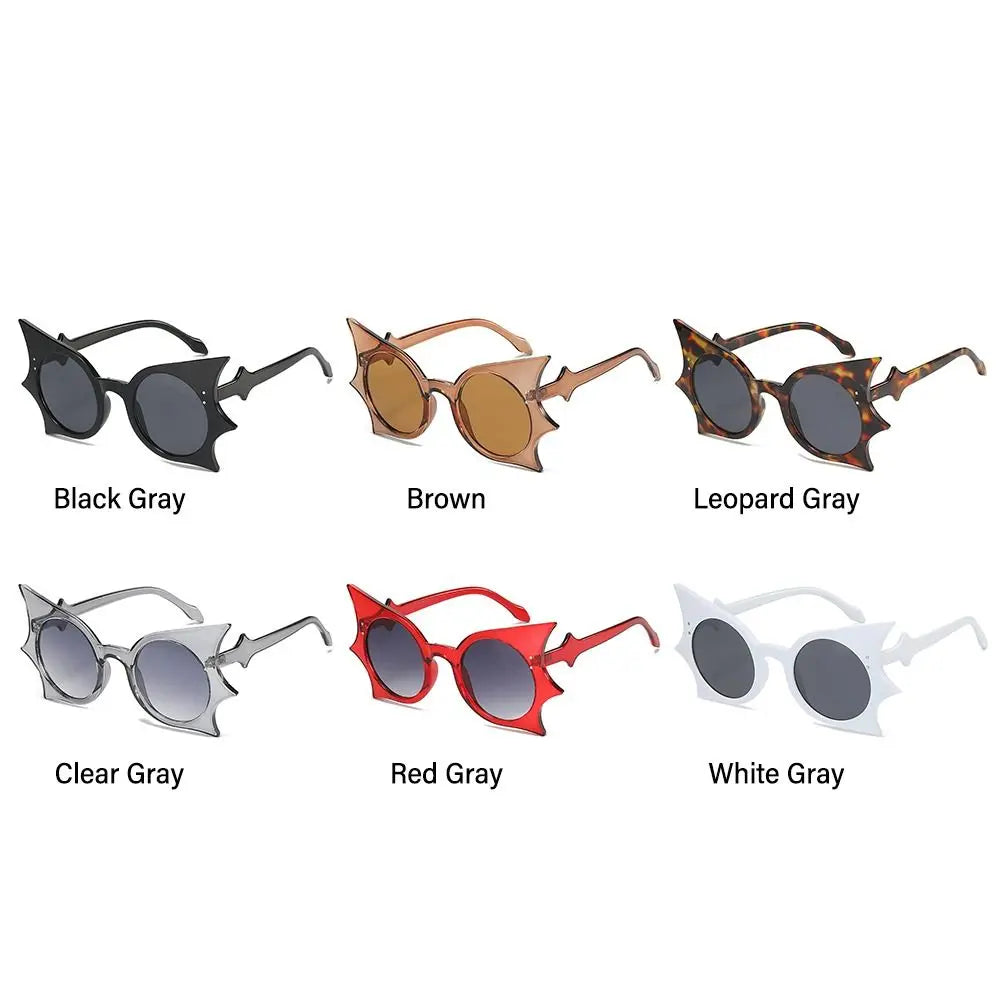 Rimless Bat Shaped Sunglasses Novelty UV 400 Protection Colorful Goth Sun Glasses Halloween Glasses for Women & Men