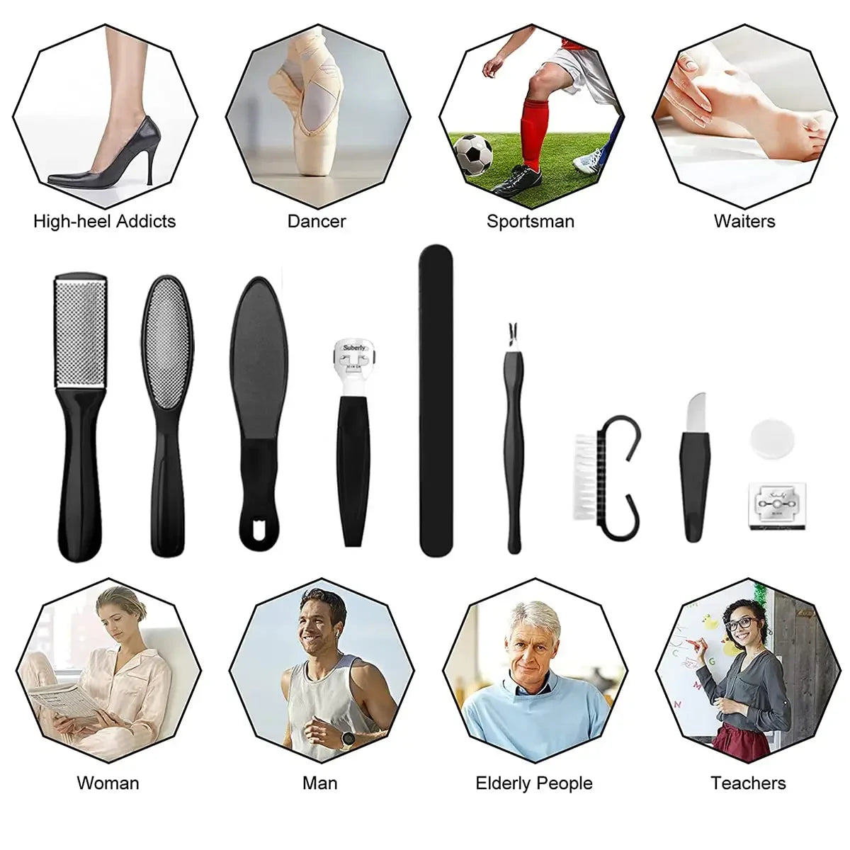 8/10/23PCS Pedicure Foot File Professional Rasp Heel Grater Hard Dead Skin Callus Remover Pedicure Foot Care Tools household