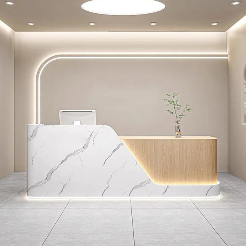 Organizers Minimalist Reception Desks Led Lights Curved Modern Reception Desks Beauty Salon Comptoire Accueil Trendy Furniture - Kimlud