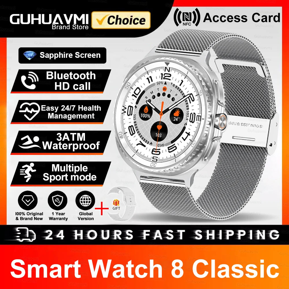 Watch 8 Ultra Classic Fashion Men GPS Map Compass NFC 3ATM Waterproof Smart Watch Rotating Dial HD Bluetooth Call Upgraded Watch