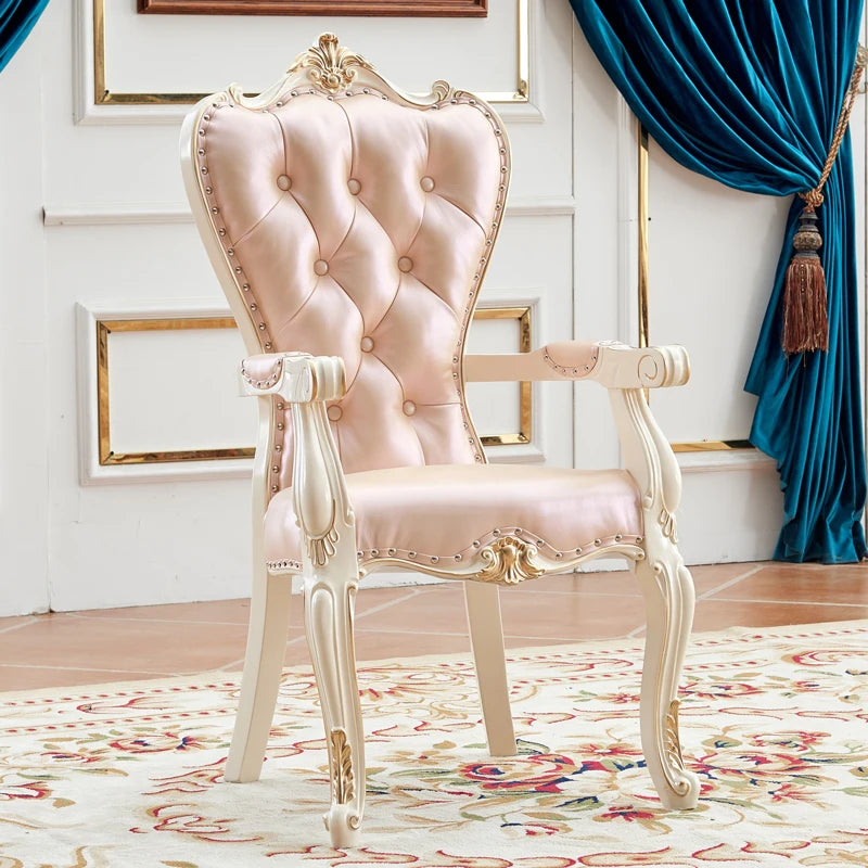 European Solid Wood Dining Chair Princess Lazy Throne Luxury Lounge Chair Fashion Butterfly Ergonomic Muebles Entrance Furniture - Kimlud