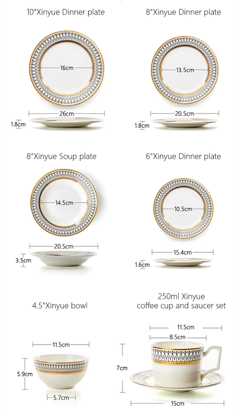 Nordic Fine Bone China Plates Set Dinner Serving Kitchen Dessert Plate Dish Tableware Porcelain Plate Bowl Dishware...