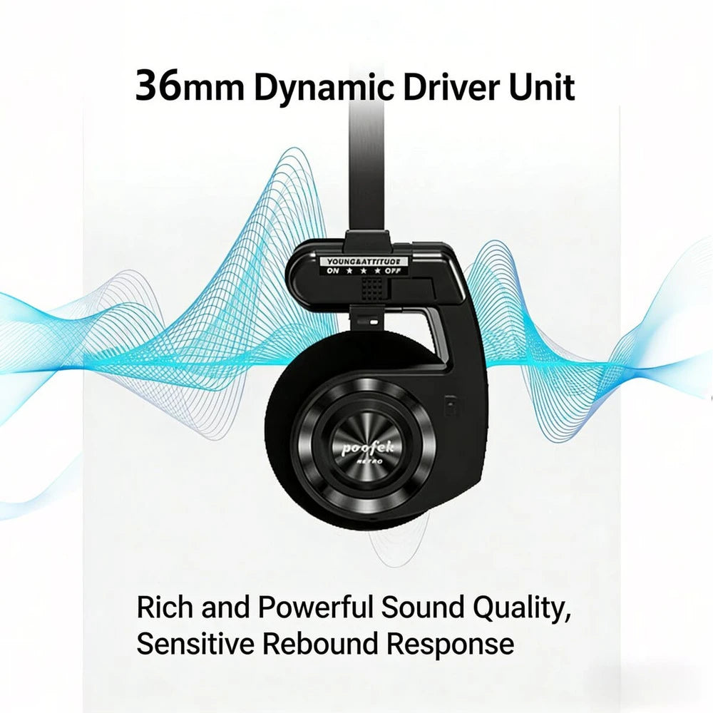 Foldable Portable Retro Style Wireless Headphones Bluetooth 5.3 HIFI Stereo Noise Reduction Long Battery Life Over-ear Earphones