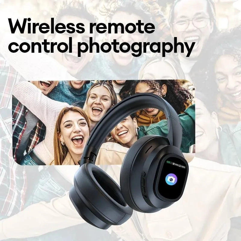 AI LCD Touch Screen Shock Bass Headsets HIFI Sound Wireless Bluetooth Headphones ANC Noise Reduction Gamer Earphones With Mic