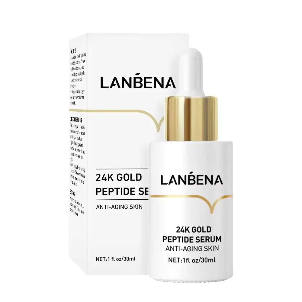 LANBENA Anti-Aging Serum 24K Gold Six Peptides Facial Essence Firming Skin Wrinkle RepairWhitening MoisturizingFaceSik Care10PCS