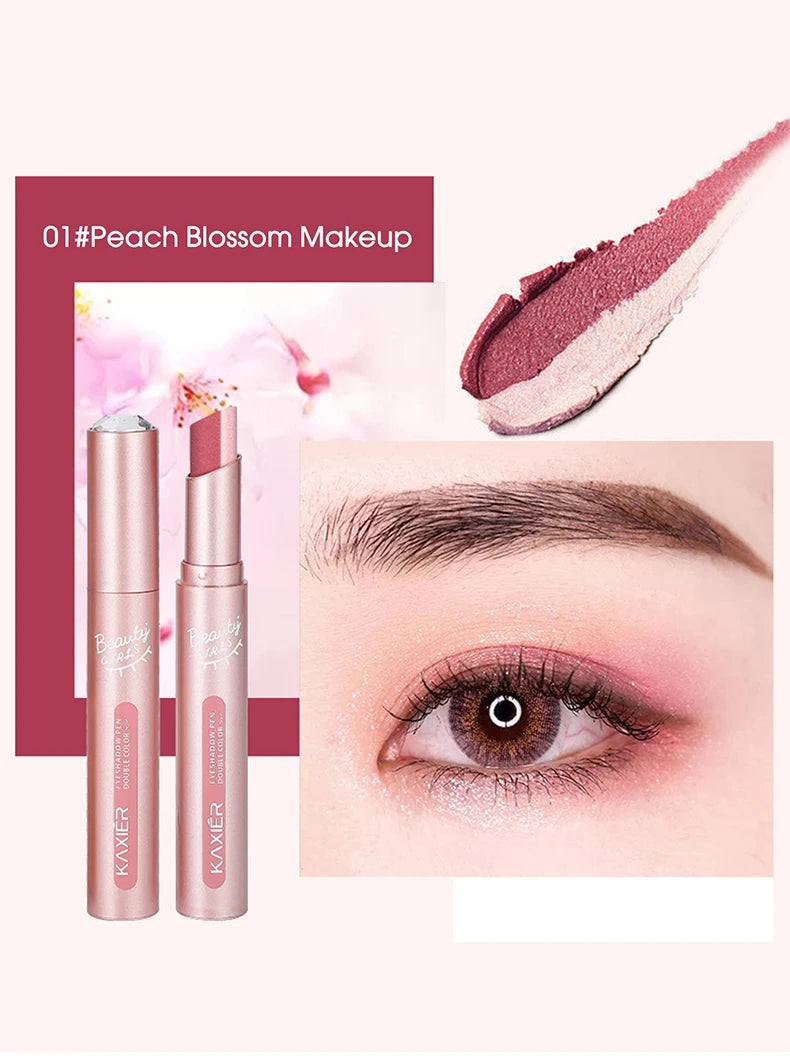 Gradient two-color eye shadow pen waterproof, sweat proof, not easy to smudge, pearlescent, fine shiny, lazy eye shadow...