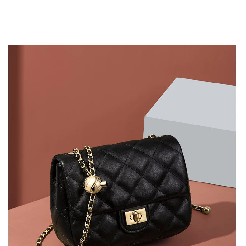 GOLF Lingge Chain Womens Small Square Bag Leather Shoulder Mini Crossbody Bags Banquet Handbag New Fashion Items for Women 2024 - Kimlud