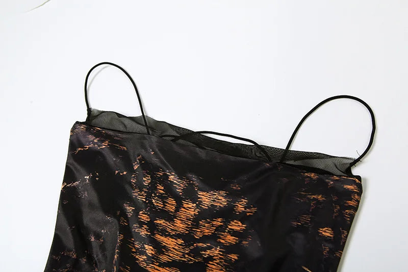 2025 Summer Fashion New Women's Elegant Strap Leopard Pattern Street Style Printed Slimming High Waist Long Dress