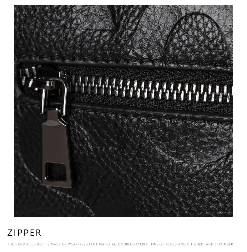 Aidrani Fashionable women's large capacity handbag with letter print design, made of cowhide material, square, black