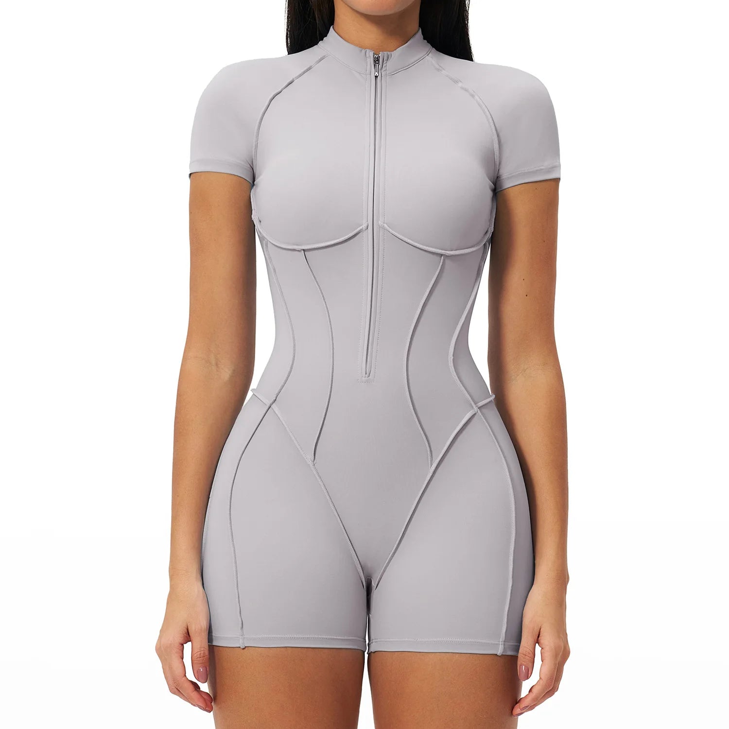 2026 Yoga Bodysuit Short Sleeves Women Tracksuits Gym Zipper Jumpsuits Sports Workout Rompers Fitness One-piece Suit Activewear - Kimlud