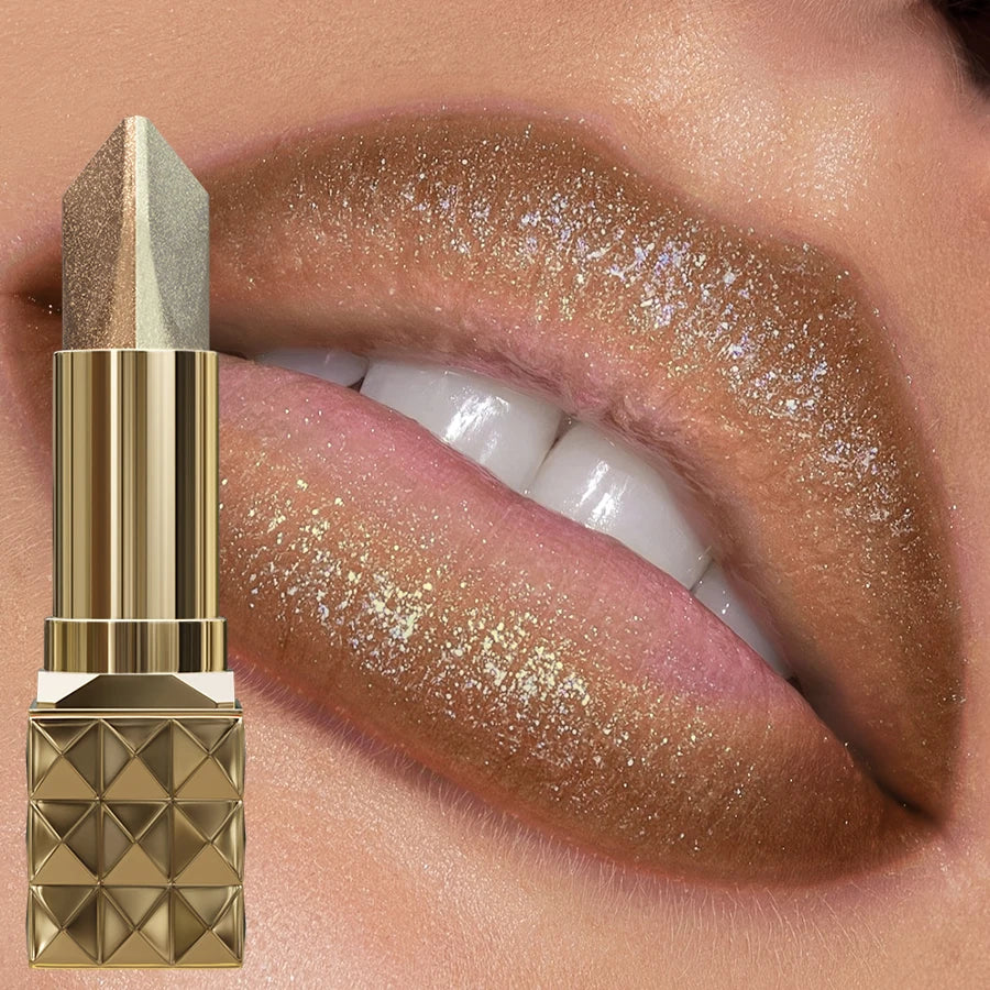 4 Color Glitter Two Tone Lipstick Matte Pearlescent Lip Tint,Shiny Metallic Lip Senior Lip Korean Makeup Gifts Lip Gloss...