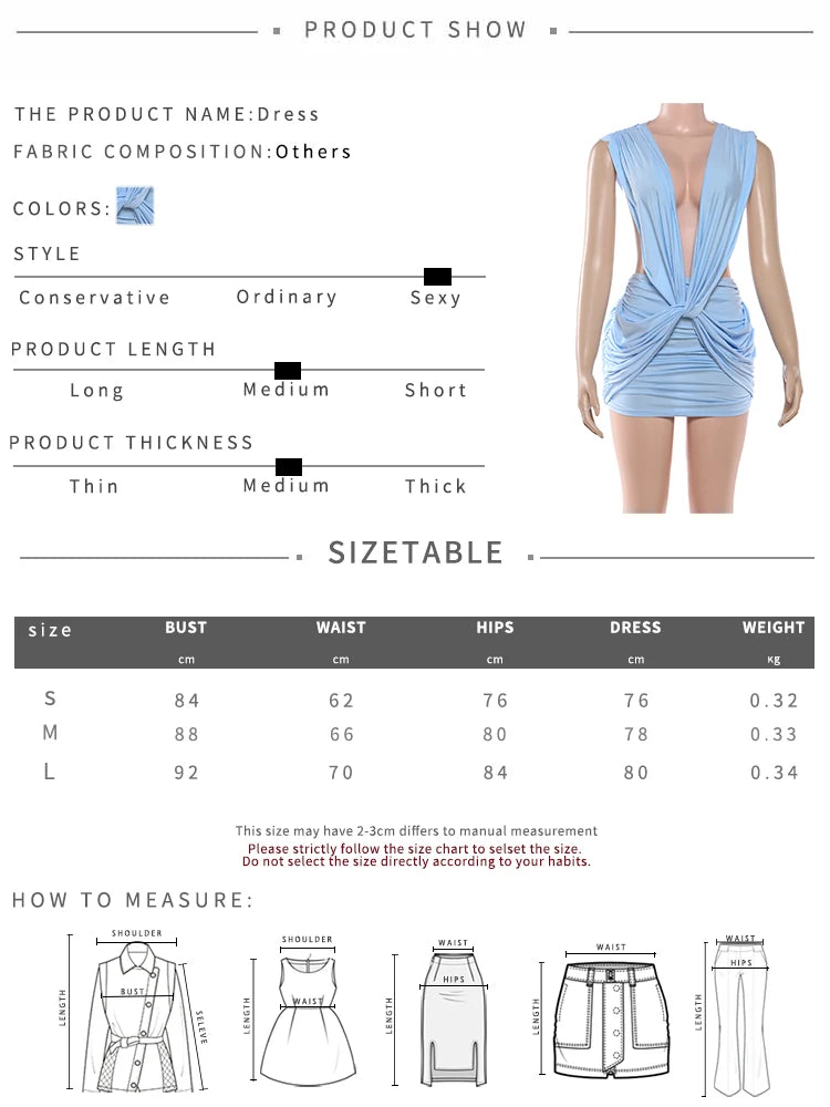 Weird Puss Sexy Cross Ruched Dress Women Deep V-Neck Sleeveless Backless Hollow Patchwork Peach Hip Stretch Slim Party...