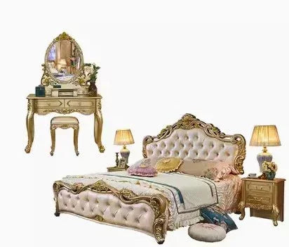 Large Princess Master Bedroom Set Double Villa High Luxury Human Bedroom Set Wooden Sleeping Letti E Mobili Nordic Furniture - Kimlud