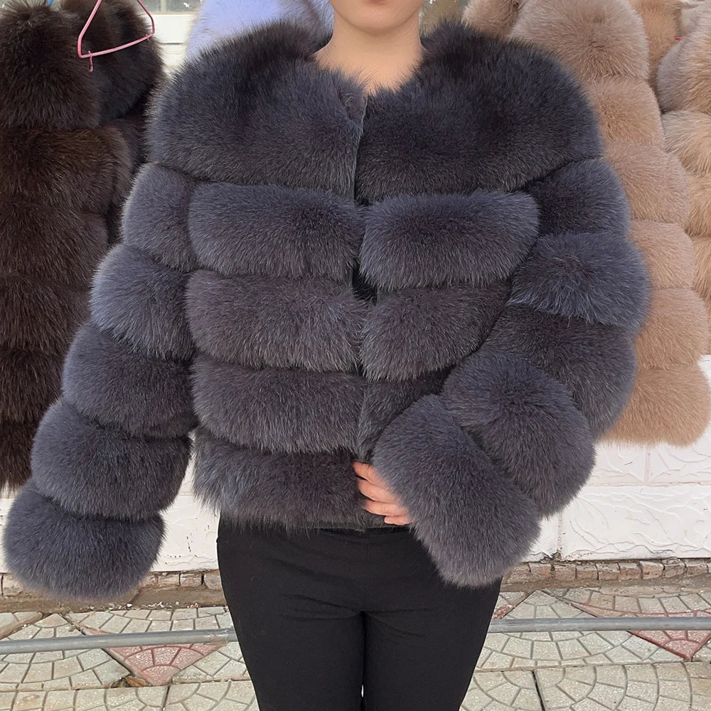 QUEENTINA Fox Fur Coat Real Winter Women'S New Fashion Furry 2025 Leather And Skin White Clothing Natural New In Coats & Jackets