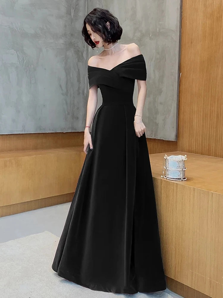 Lautaro Spring Long Luxury Elegant Wine Red Soft Velvet Evening Party Wedding Dresses for Women 2022 Off Shoulder Maxi...