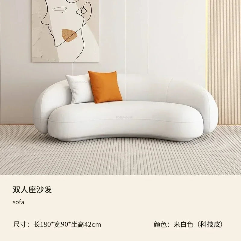 Curved Living Room Sofas Designer Beauty Salon Sofa Clothing Store Rest Area Reception Sofa Cream Style Living Room...