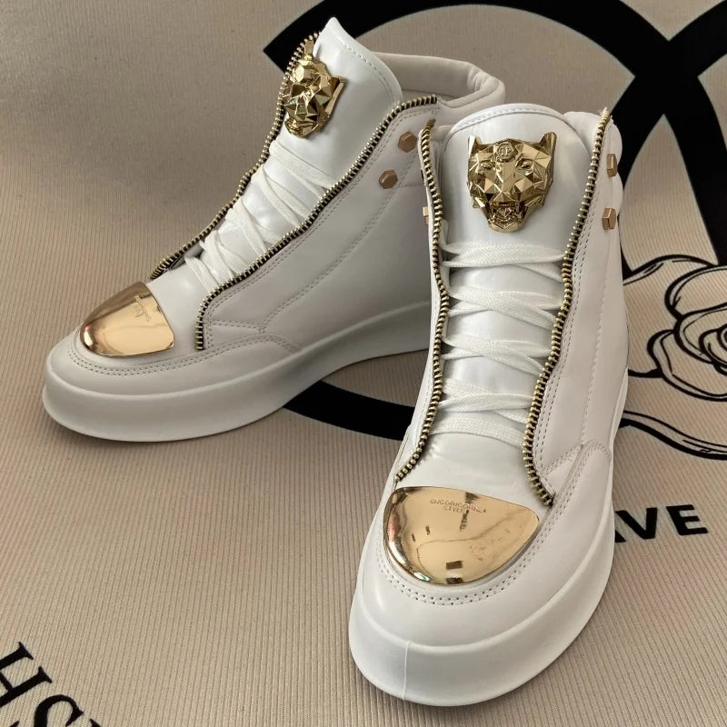 original shoes brand high top casual shoes for man zip decoration casual sneakers mens ankle boots sports hip-hop running shoes - Kimlud