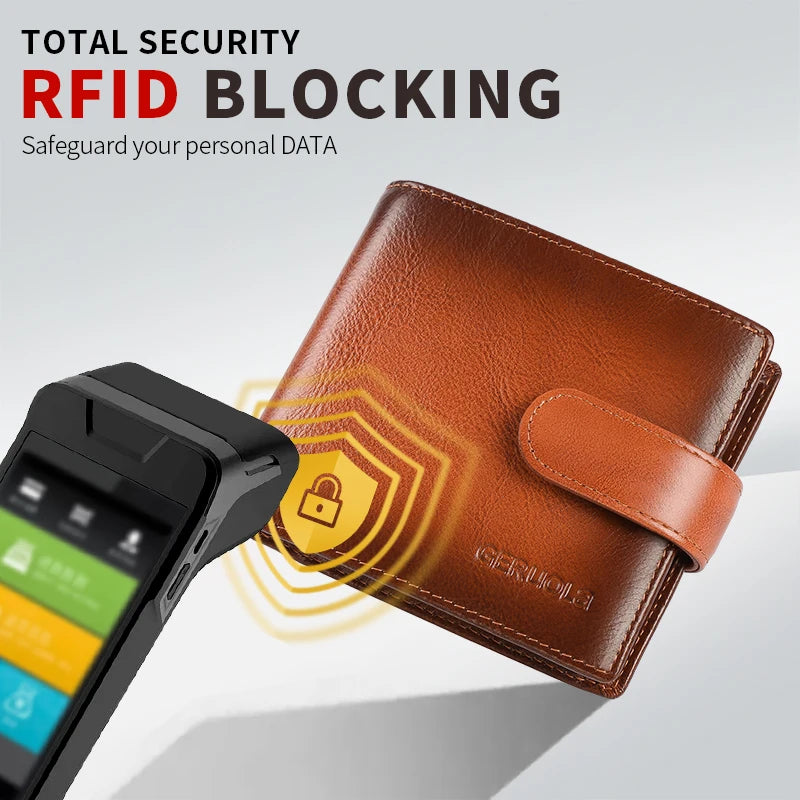 Compact genuine leather wallet, top-grain cowhide wallet with multiple card slots, RFID protection | Kimlud Premium Shirt