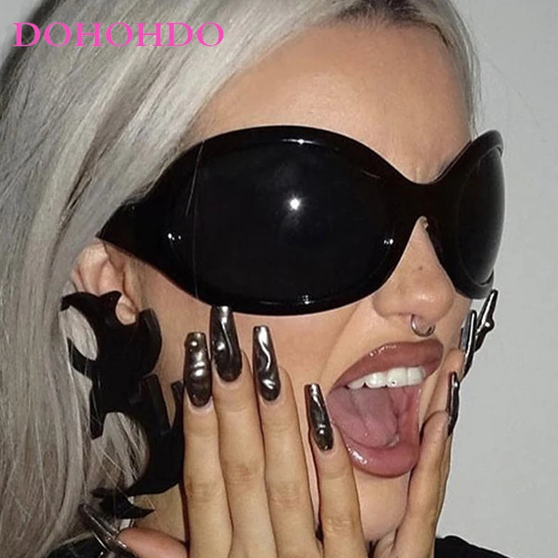 Fashion Luxury Brand Oversized Oval Y2K Punk Sunglasses Men Women Trend Hip Hop Personality Outdoors Driving Sunglasses UV400 - Kimlud