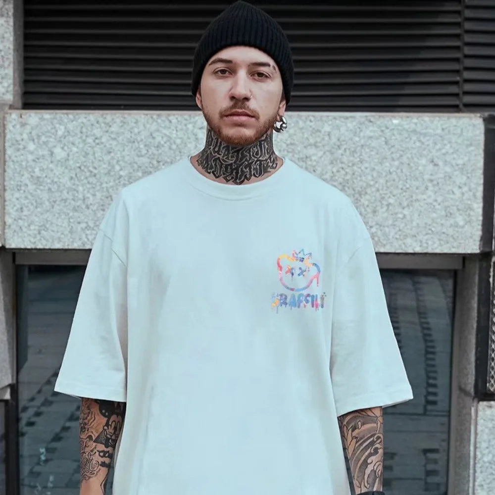 M-8XL Oversized Tshirts New Korean T-shirt Loose Summer Enlarged Round Neck Casual Couple Top Short Sleeve Men's Shirt