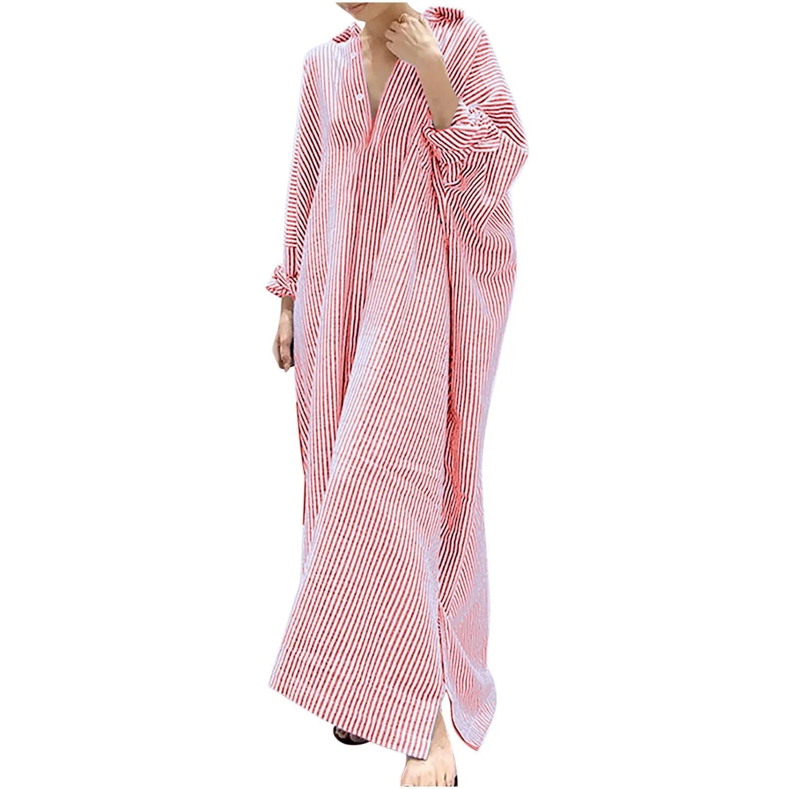Elegant Outfits Summer Dress For Women Stripe Cotton Shirt Casual Loose Maxi Dresses Formal Occasion Dresses vestidos...