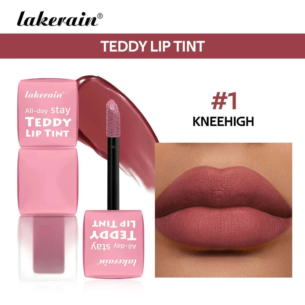 lakerain 6 colors matte teddy lip gloss lasting color waterproof not easy to take off makeup non-stick cup lip gloss