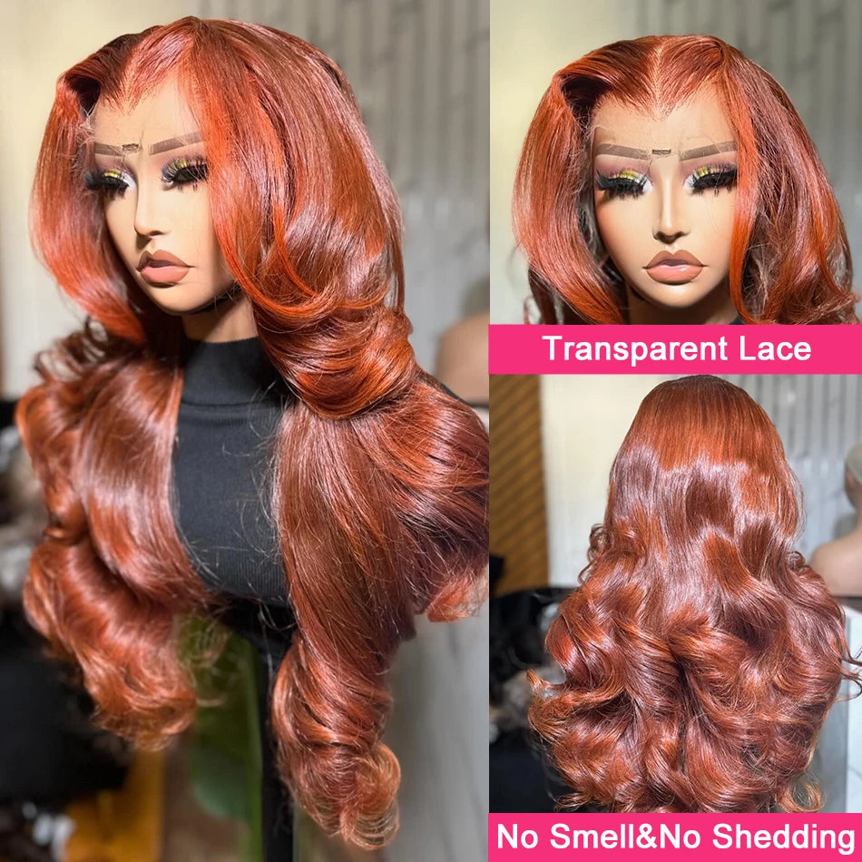 40 inch Reddish Brown HD Lace Front Human Hair Wig PrePlucked 13x4 Colored Human Hair 13x6 Lace Front Wigs Body Wave Wig 4x4 5x5 - Kimlud