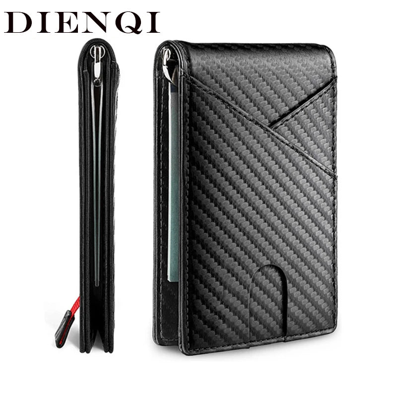 DIENQI Carbon Fiber Rfid Slim Card Luxury Wallet Money Bag Men's Wallet Bifold Billfold