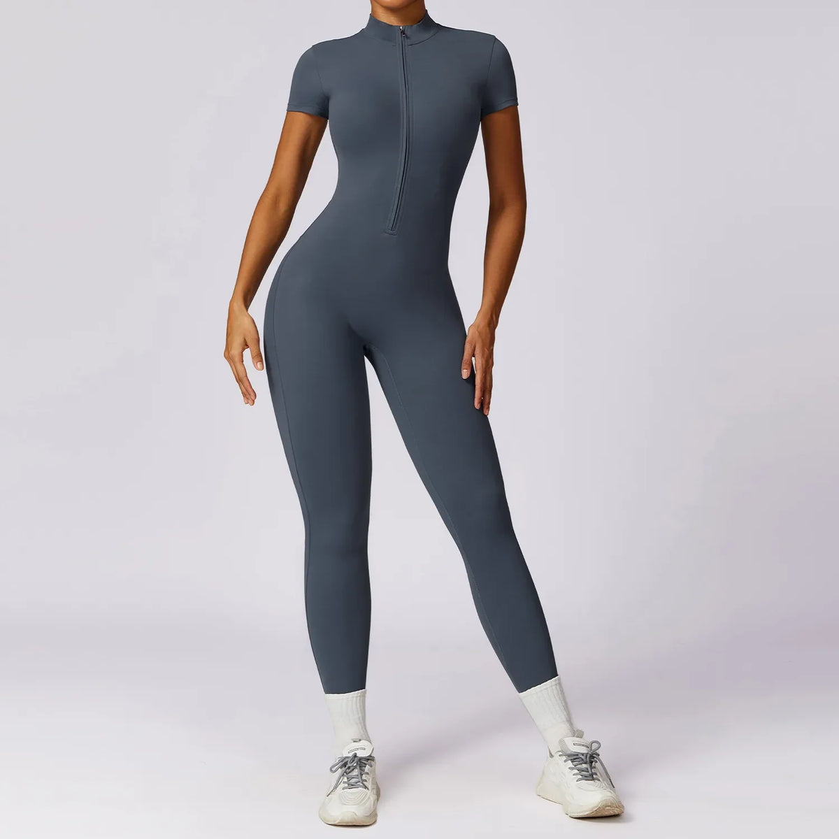 Yoga Jumpsuit Women Seamless Sports Zipper Jumpsuit Set Gym Long Sleeve Fitness Suit Elastic Gym Workout Bodysuit Athletic Wear - Kimlud