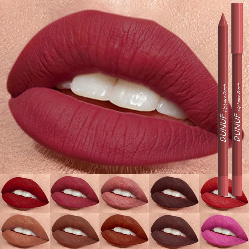 Sexy Red Matte Lipstick Pencil Nude Brown Lip Liner Pencil Contour Tint Makeup Waterproof Rose Pink Crayon Lipliner Pen...