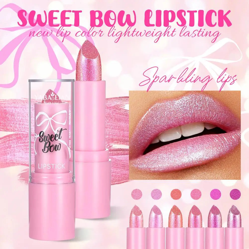Metallic Pink Glitter Lipstick for Women, Long Lasting High Shine Diamond Nude Shimmer High Impact Full Coverage Sexy Lip Makeup