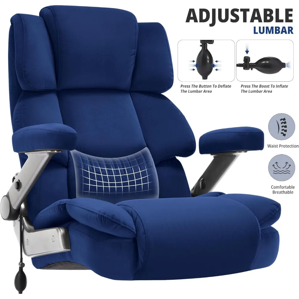 700lbs Big and Tall Office Chair-Large Computer Chair with Adjustable Lumbar Support 3D Flip Arms Plus Size Wheels,