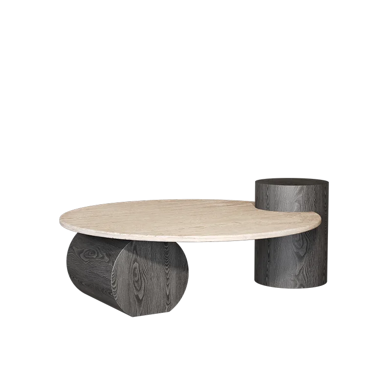Stone Italian Side Table Nordic Natural Travertine Unique Wood Coffee Table Round Stone Designer Stolik Kawowy Home...